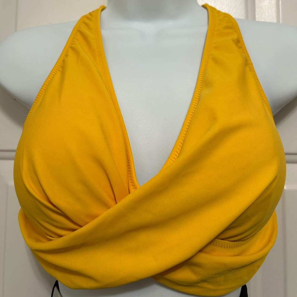 Bikini Criss Cross Yellow Halter Swim Suit Top